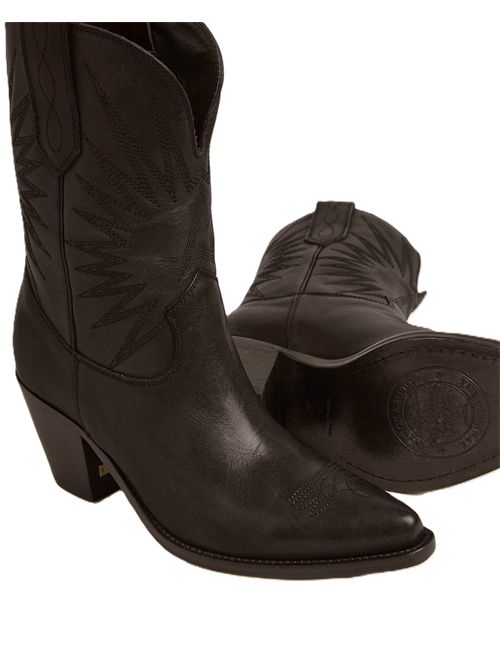 Stivali Wish Star '70 bassi in pelle nera con stella a intarsio ton sur ton Golden Goose | GWF00780.F006290.90100BLACK